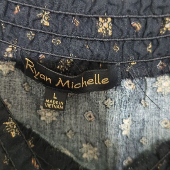 Ryan Michelle Women's Off Shoulder Bell Sleeve Midi Floral Boho Dress Size 4 - Picture 7 of 7